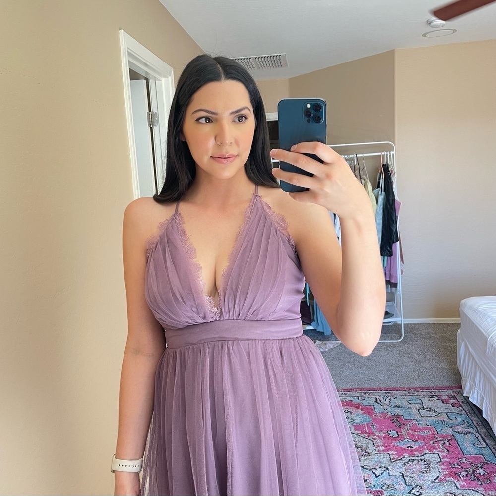 Windsor Purple Tulle Babydoll dress - Picture 3 of 12